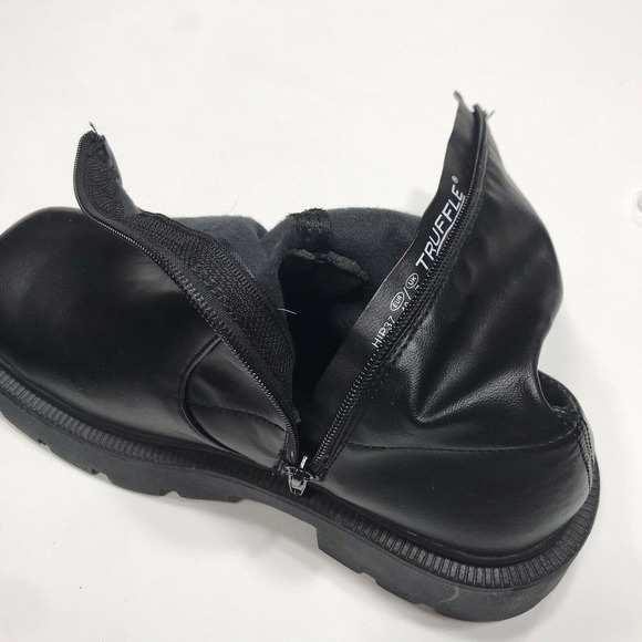 Wednesday Adams Style Boots Size 9 Black Stretch Pull Up Zip Up Chunky Boots - Picture 8 of 12